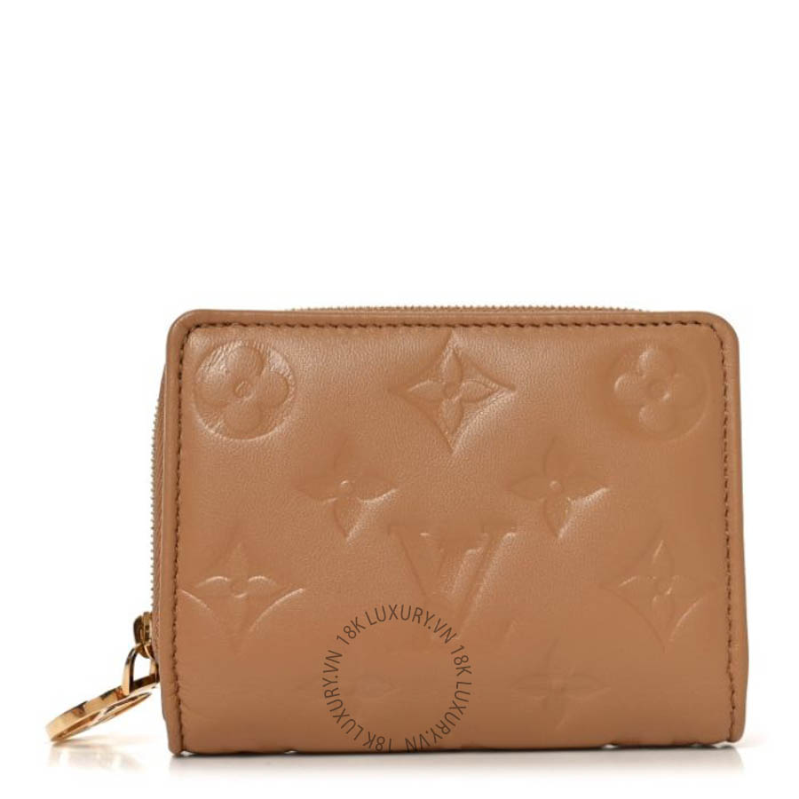 Ví ngắn Louis Vuitton Lambskin Embossed Monogram Lou Coussin Wallet Camel FPVL670