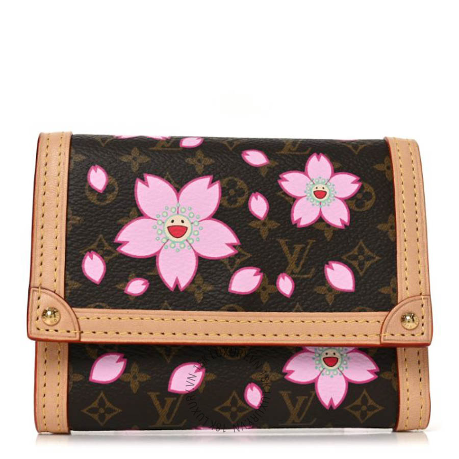 Ví ngắn Louis Vuitton LV X TM Monogram Cherry Blossom Victorine Wallet Sakura Brown FPVL785