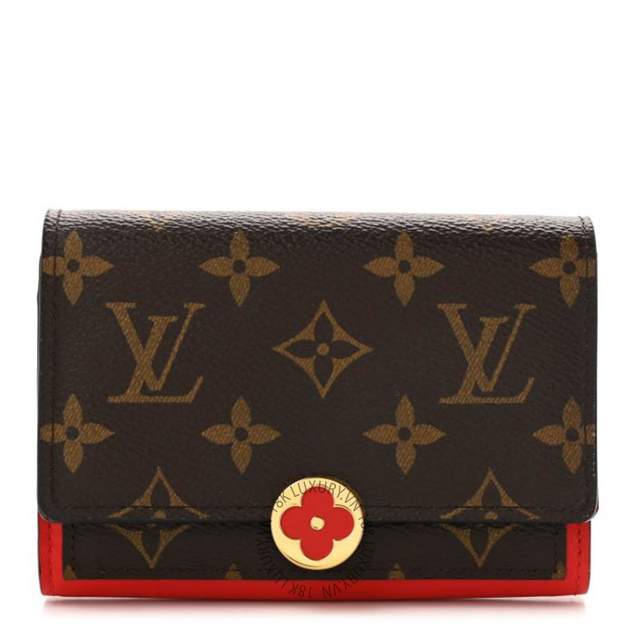 Ví ngắn Louis Vuitton Monogram Flore Compact Wallet Coquelicot FPVL593