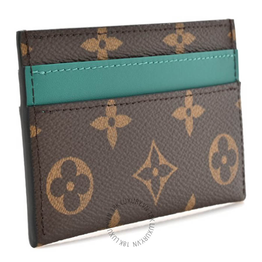 Ví ngắn Louis Vuitton Monogram Macassar Double Card Holder Borneo Green FPVL255