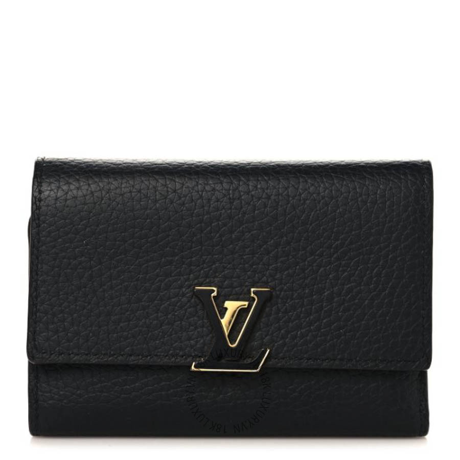 Ví ngắn Louis Vuitton Taurillon Capucines Compact Wallet Black FPVL645