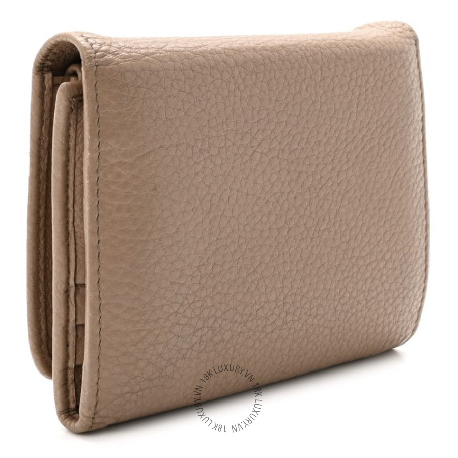 Ví Ngắn Prada Vitello Daino Metal Tri-Fold Wallet Cammeo SKRS027