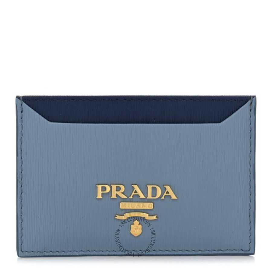 Ví Ngắn Prada Vitello Move Metal Card Holder Astrale Blue SKRS008