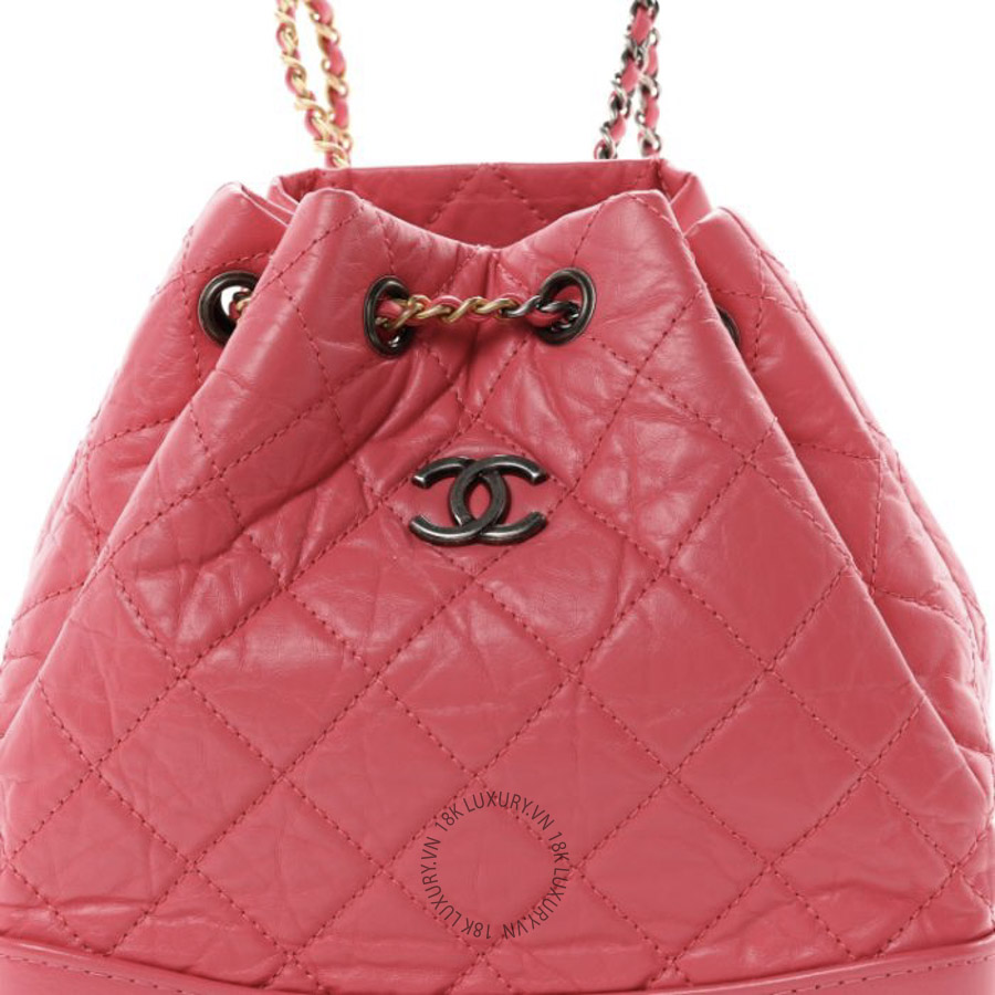 Balo Chanel Aged Calfskin Quilted Small Gabrielle Dark Pink CDBC474 18 Balo Chanel Aged Calfskin Quilted Small Gabrielle Dark Pink CDBC474