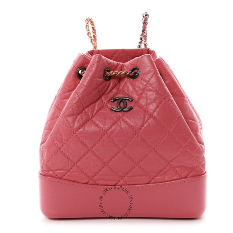 Balo Chanel Aged Calfskin Quilted Small Gabrielle Dark Pink CDBC474