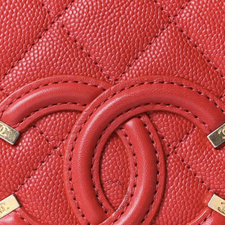 Balo Chanel Caviar Quilted Filigree Red CDBC730 18 Balo Chanel Caviar Quilted Filigree Red CDBC730