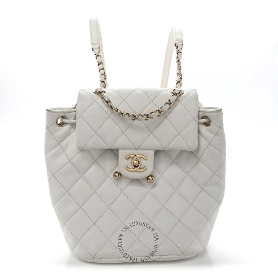 Balo Chanel Caviar Quilted Mini Urban Spirit White CDBC181