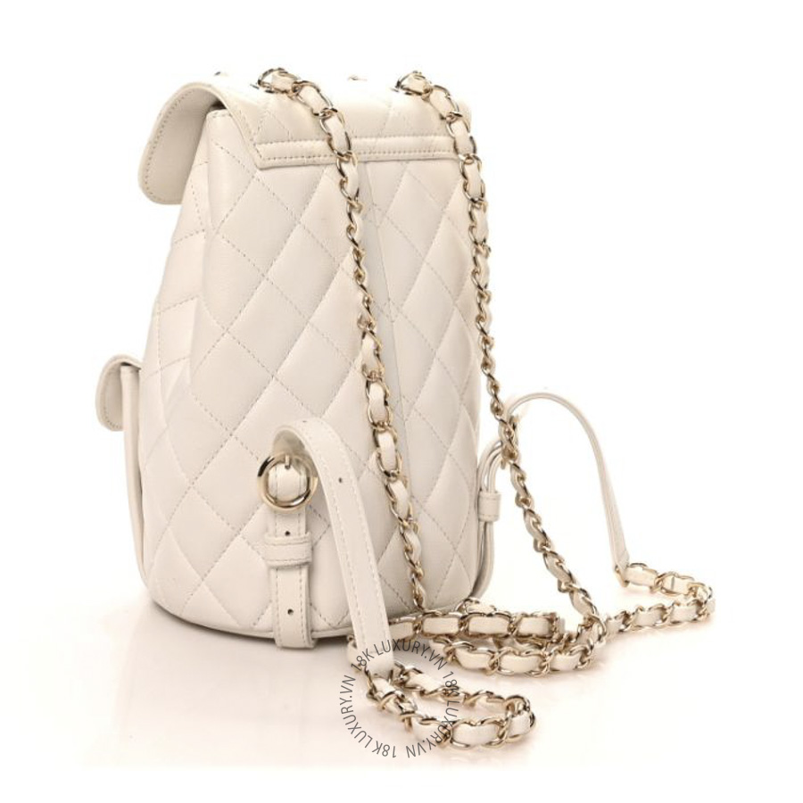 Balo Chanel Caviar Quilted Pockets White CDBC945