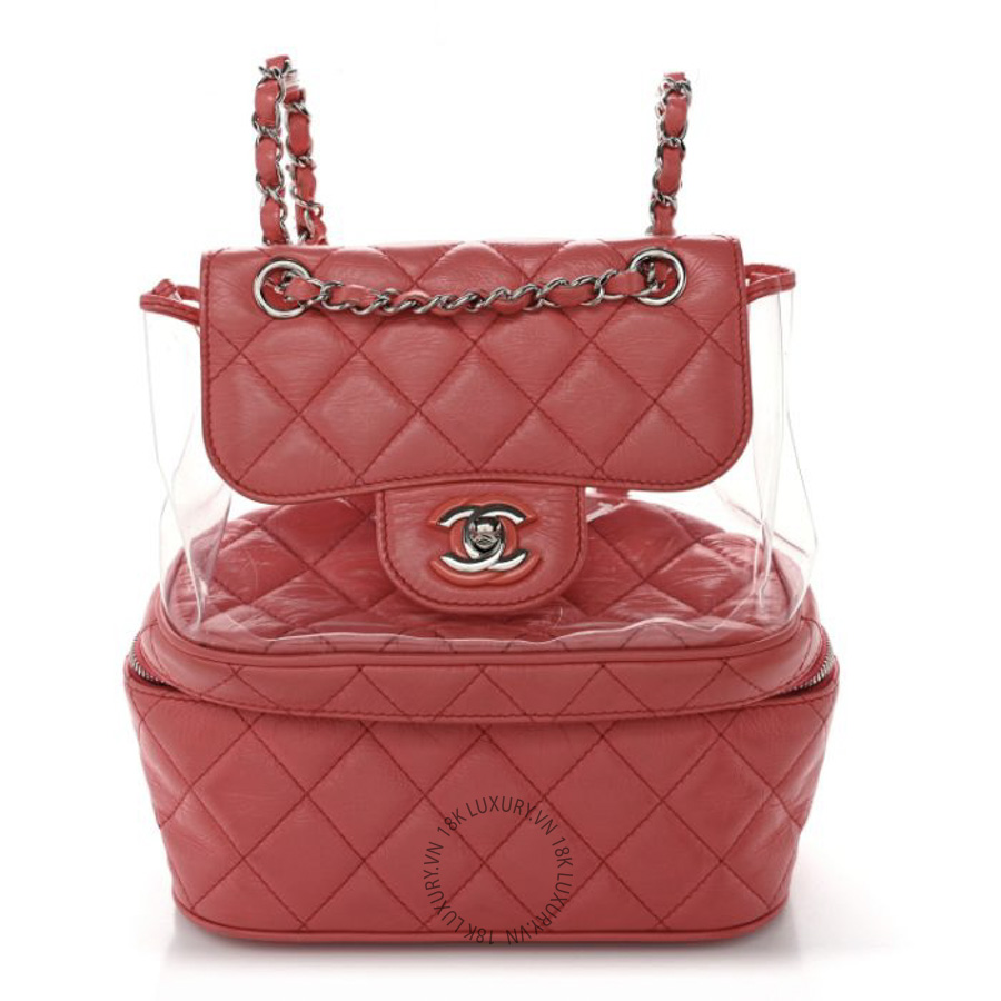 Balo Chanel Crumpled Calfskin PVC Quilted Pink CDBC1041
