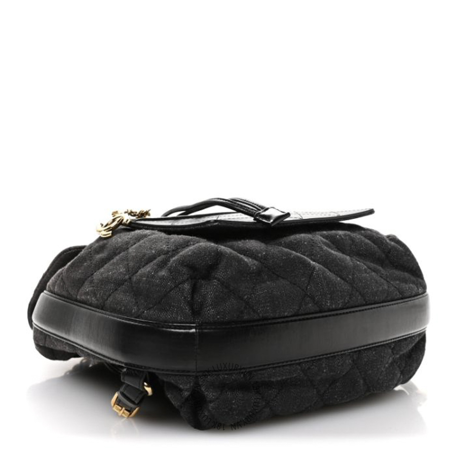 Balo Chanel Denim Calfskin Quilted Dark Grey Black CDBC193 16 Balo Chanel Denim Calfskin Quilted Dark Grey Black CDBC193