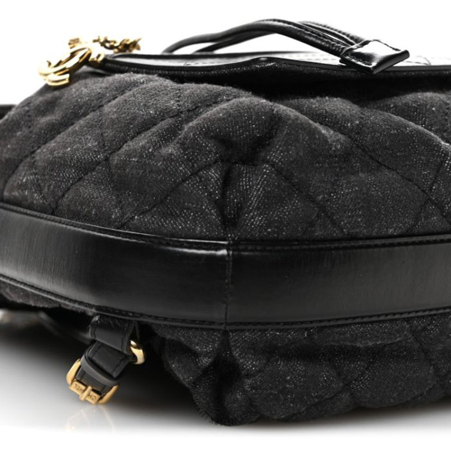 Balo Chanel Denim Calfskin Quilted Dark Grey Black CDBC193 19 Balo Chanel Denim Calfskin Quilted Dark Grey Black CDBC193