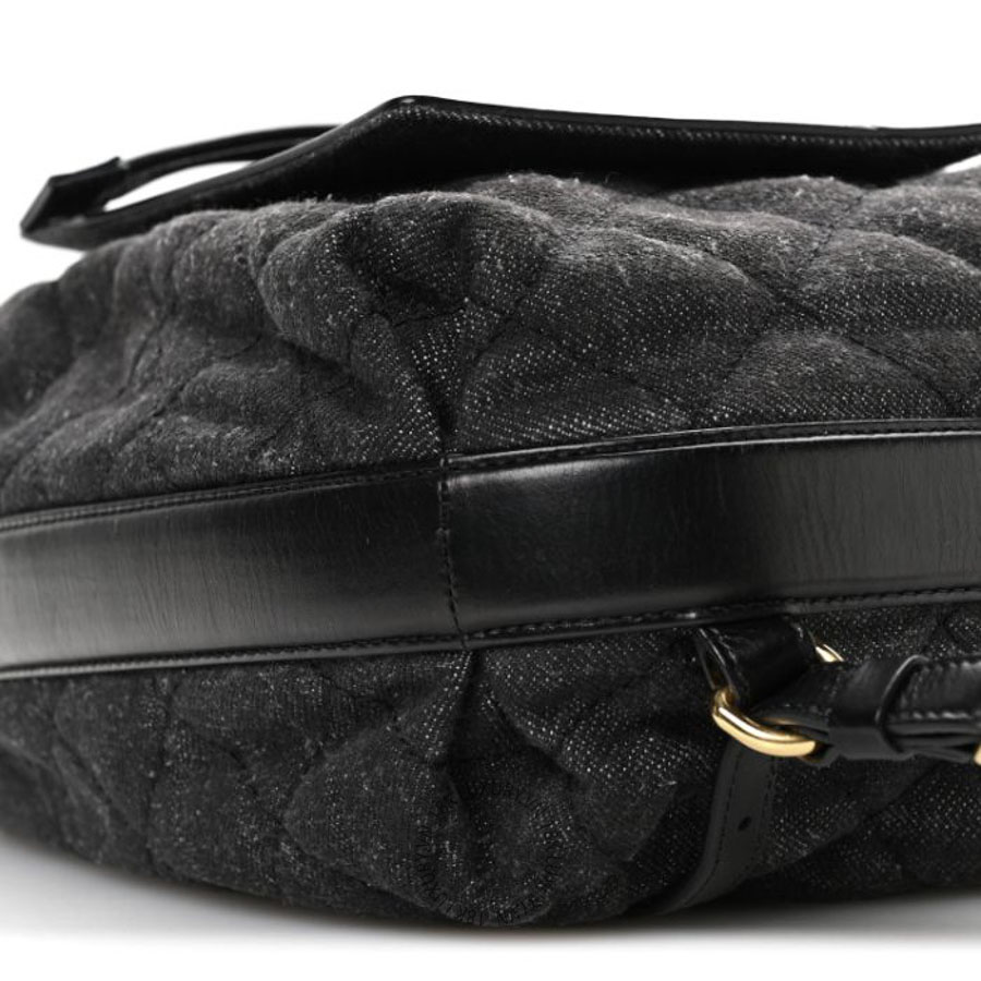 Balo Chanel Denim Calfskin Quilted Dark Grey Black CDBC193 20 Balo Chanel Denim Calfskin Quilted Dark Grey Black CDBC193