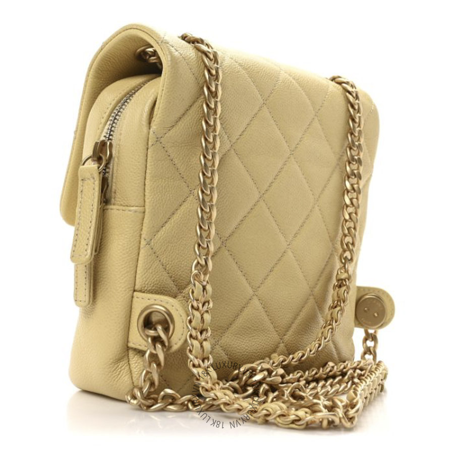 Balo Chanel Shiny Caviar Quilted Chain Melody Yellow CDBC913