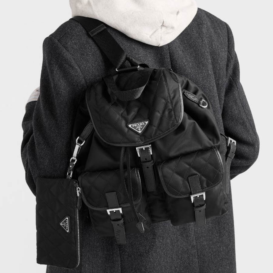 Balo Prada Medium quilted Re-Nylon with Saffiano leather trim 1BZ811_2ZSI_F0002_V_OTN NTPR145