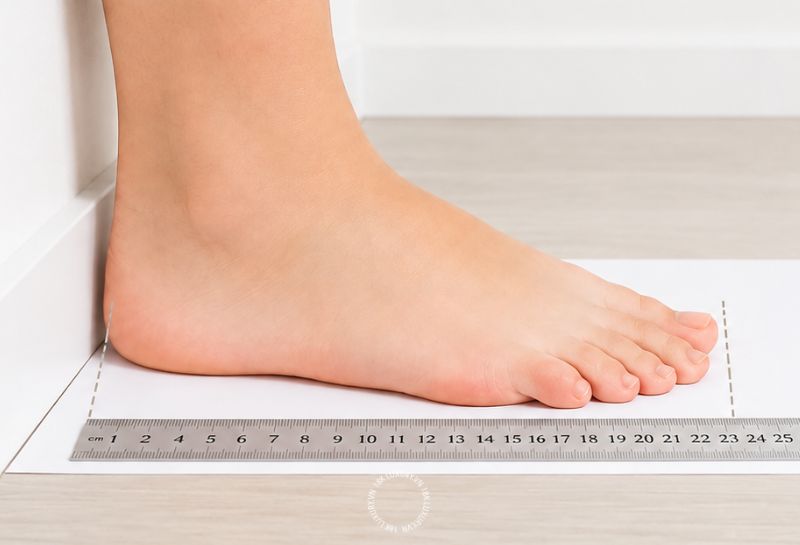 Đo chiều dài bàn chân chính xác là bước quan trọng trước khi đối chiếu với bảng size giày Converse