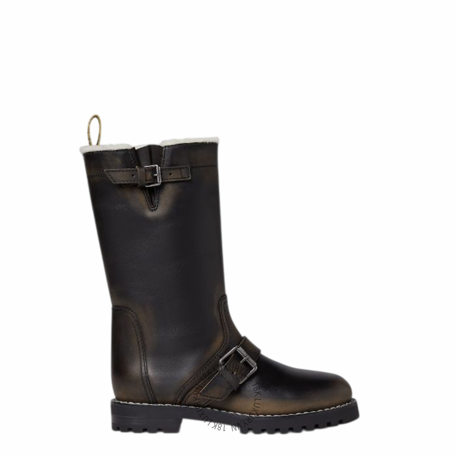 Boots Fendi Commando Dark brown leather and white shearling 8T9263A8PKF1XK2 NGFD099