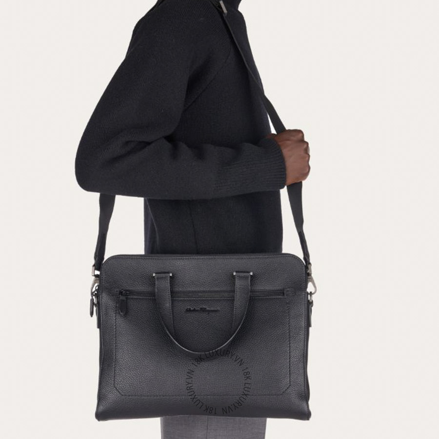 Cặp Salvatore Ferragamo briefcase đen da bê chính hãng 240133740811 PUCH069 16 Cặp Salvatore Ferragamo briefcase đen da bê chính hãng 240133740811 PUCH069