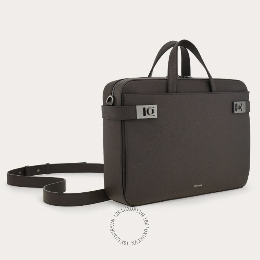 Cặp Salvatore Ferragamo briefcase with hug buckle (m) testa di moro 241652788032 PUCH071 24 Cặp Salvatore Ferragamo briefcase with hug buckle (m) testa di moro 241652788032 PUCH071