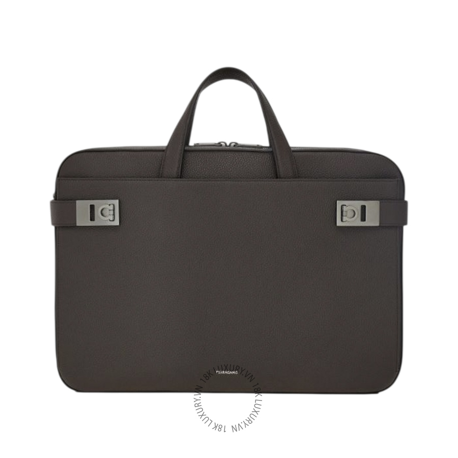 Cặp Salvatore Ferragamo briefcase with hug buckle (m) testa di moro 241652788032 PUCH071