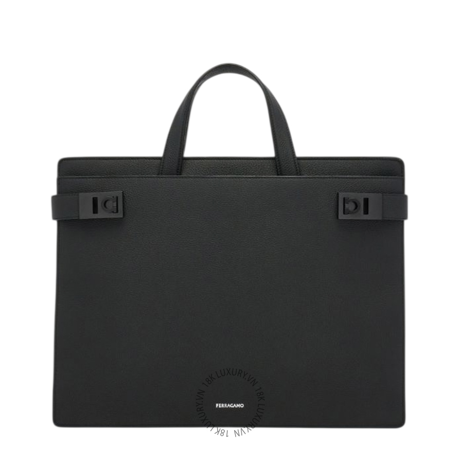 Cặp Salvatore Ferragamo briefcase with hug buckle (S) màu đen 241258763935 PUCH073