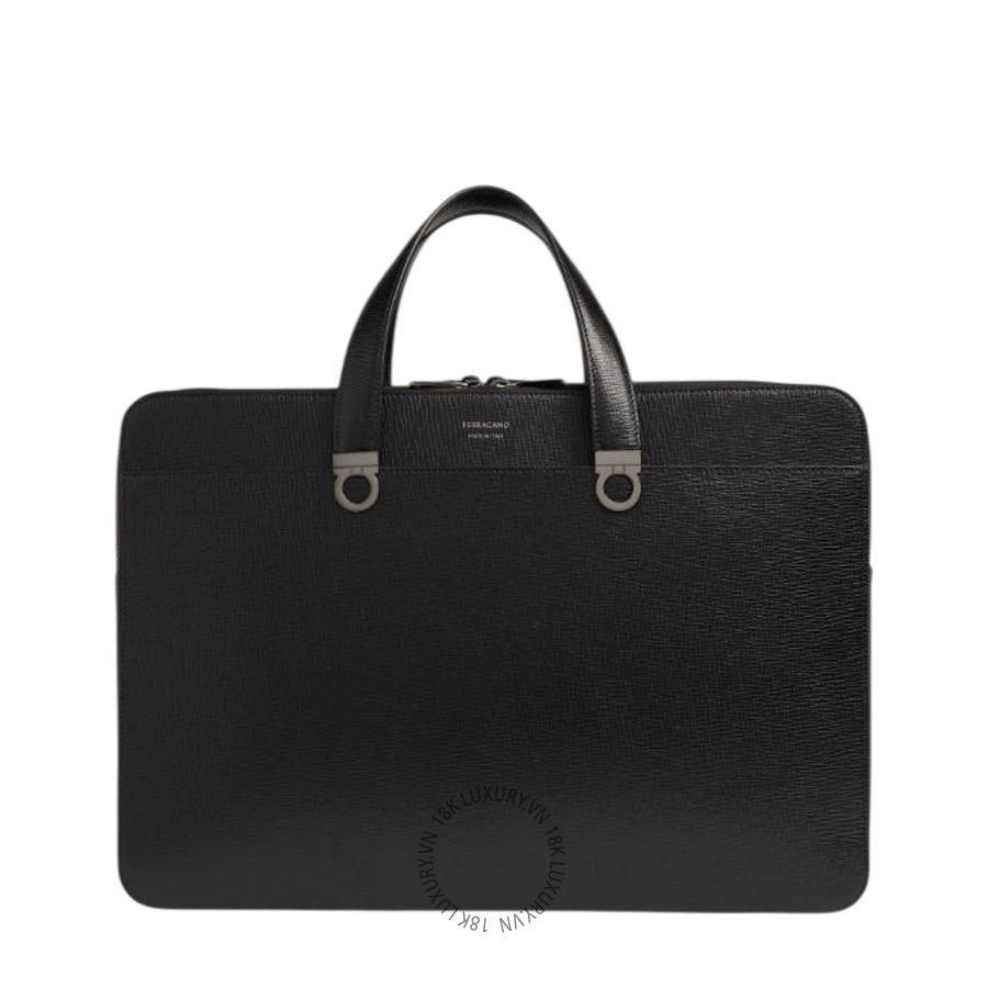 Cặp Salvatore Ferragamo Gancini briefcase black 241925795615 PUCH011