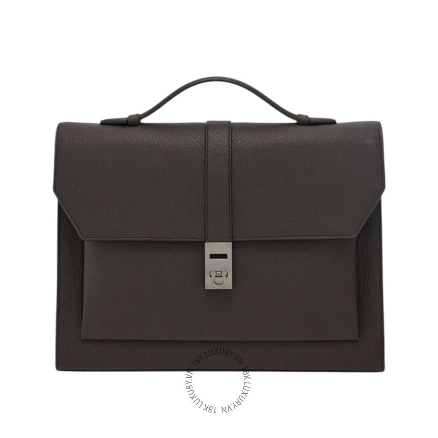 Cặp Salvatore Ferragamo hug buckle briefcase testa di moro 241851791023 PUCH032