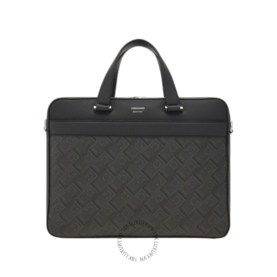 Cặp Salvatore Ferragamo monogram briefcase black/grey 241723781303 PUCH080