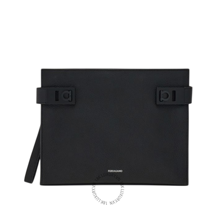 Clutch Nam Salvatore Ferragamo pouch with hug buckle black 241780784939 PUCH018