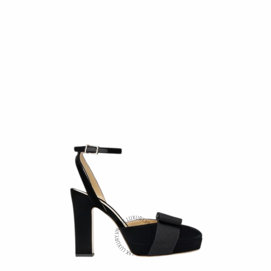 Dép cao gót Fendi After 9 Black velvet slingbacks 8J9155B189F1OS5 NGFD073