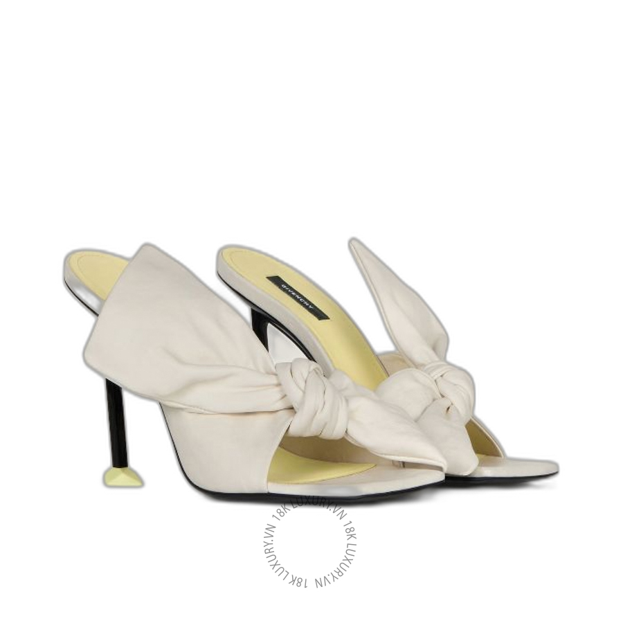 Dép Cao Gót Givenchy Boudoir heeled mules in nappa leather with bow BE30B7E2H6-105 GGD53