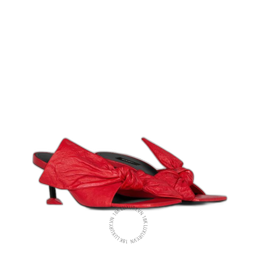 Dép Cao Gót Givenchy Boudoir heeled mules in nappa leather with bow BE30CPE2H6-640 GGD54