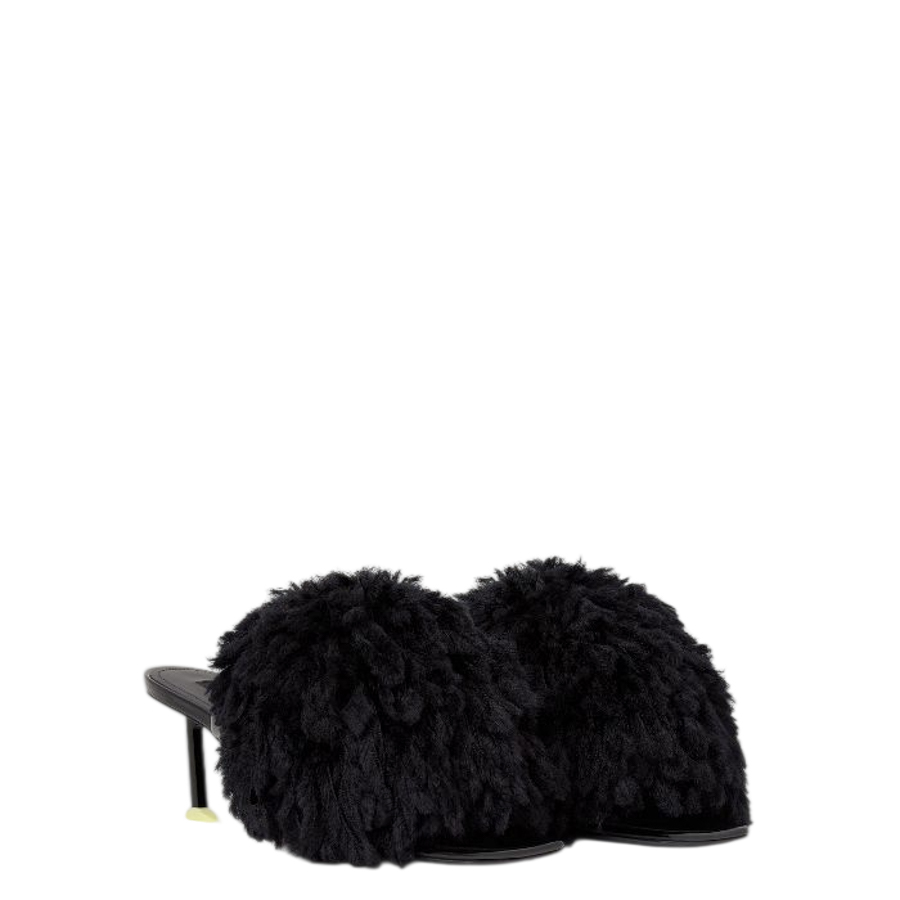 Dép Cao Gót Givenchy Pompom mules in patent leather and knit BE30DEE2KH-001 GGD88