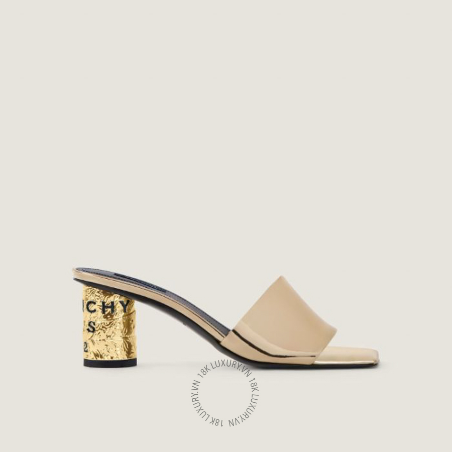 Dép Cao Gót Givenchy Tape heeled mules in mirror effect leather BE30AGE2DD-715 GGD18
