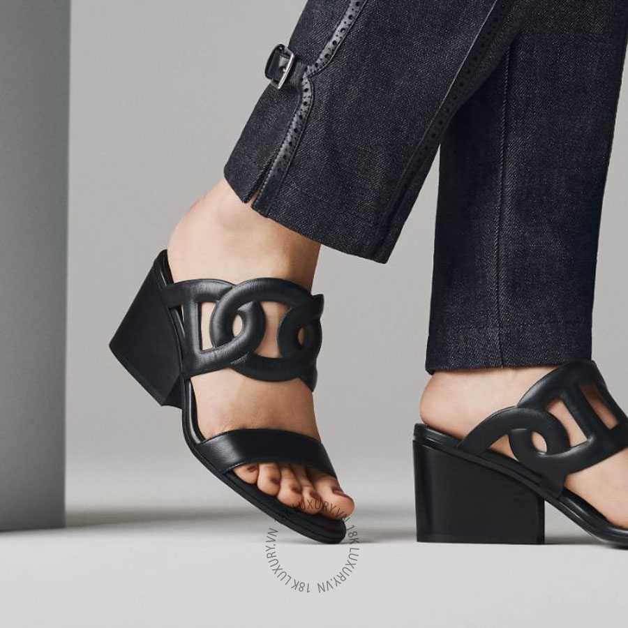 Dép Cao Gót Hermes Lipari 70 sandal Noir H252141Z MHM457