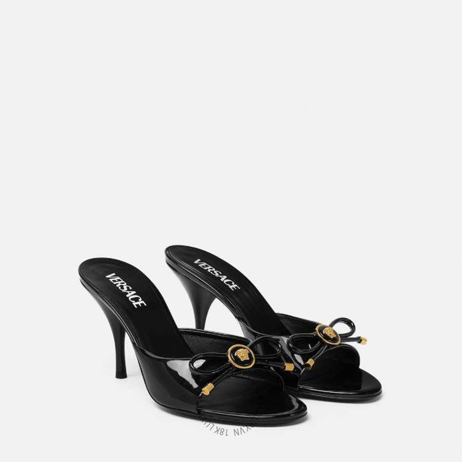 Dép Cao Gót Versace Opera Bow Patent Mules 85 mm 1018239-D2VE_1B00V VSC299