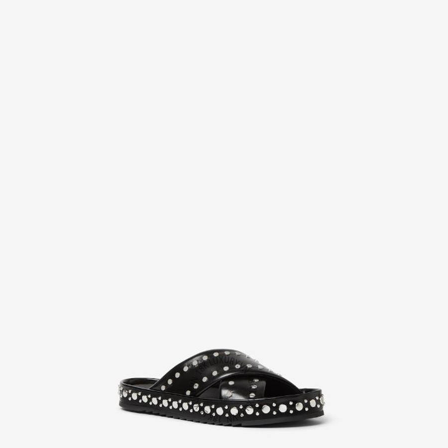 Dép quai chéo Fendi Double Black leather slides 8X926586DF05U0 NGFD068 12 Dép quai chéo Fendi Double Black leather slides 8X926586DF05U0 NGFD068