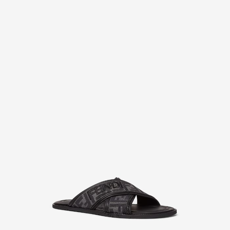 Dép quai chéo Fendi Slides FF jacquard fabric slides 7X1548AJZEF0TUY NGFD110