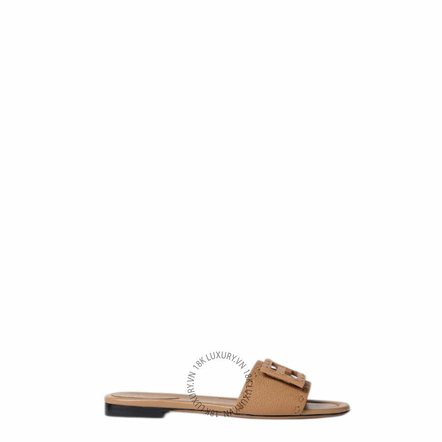 Dép quai ngang Fendi Tube Light brown leather slides 8R8136AQY2F1WYD NGFD007