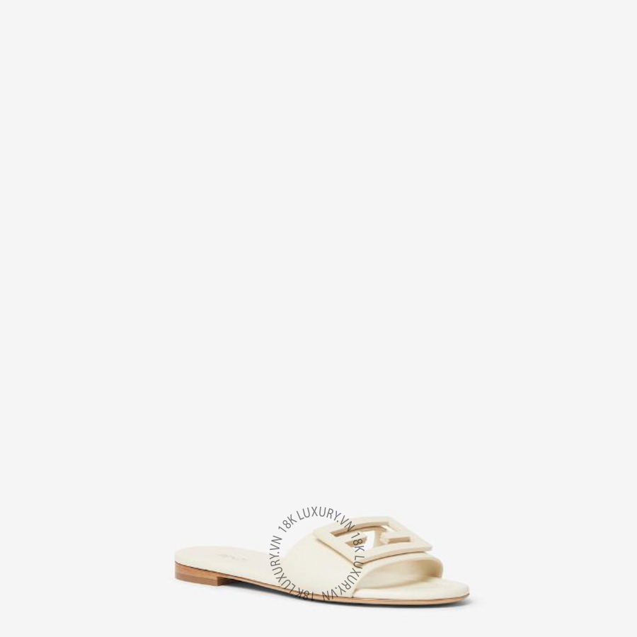 Dép quai ngang Fendi Tube Parchment-colored leather slides 8R9264B1RFF1WYK NGFD004