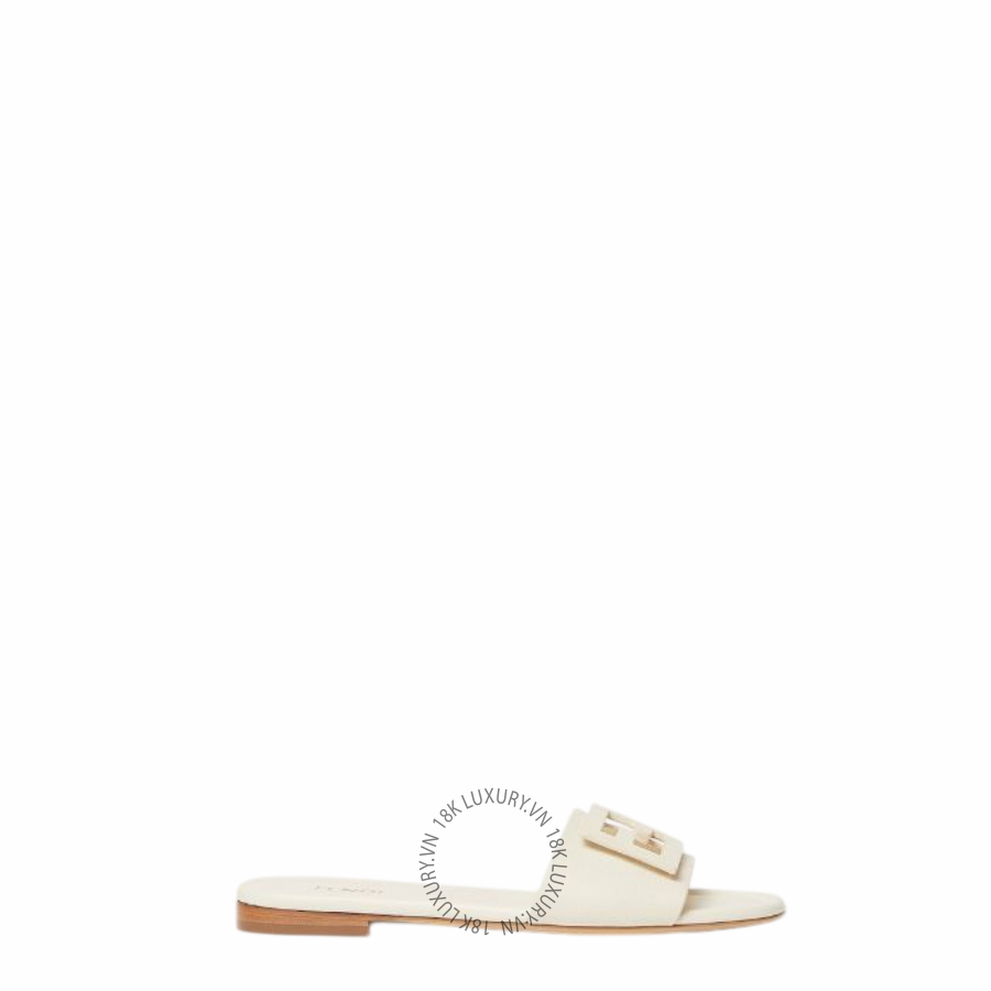 Dép quai ngang Fendi Tube Parchment-colored leather slides 8R9264B1RFF1WYK NGFD004