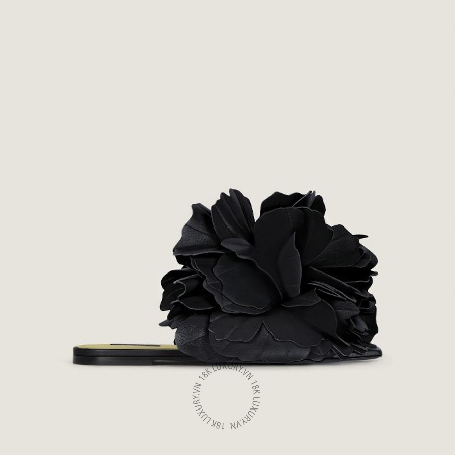 Dép Quai Ngang Givenchy Boudoir flat mules in leather with rose petals BE30BCE2H7-001 GGD79