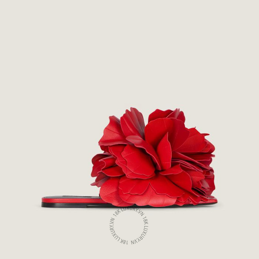 Dép Quai Ngang Givenchy Boudoir flat mules in leather with rose petals BE30BCE2H7-640 GGD77
