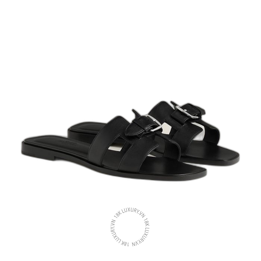 Dép Quai Ngang Hermes Oran sandal Noir H271194Z AB360 MHM463