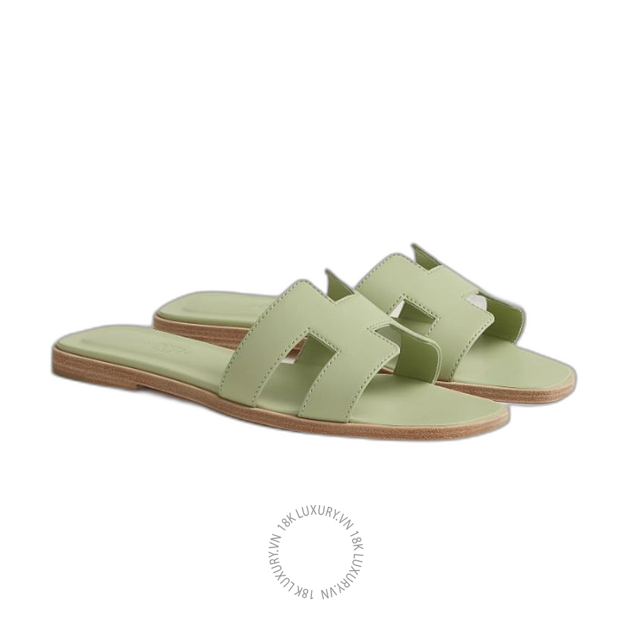 Dép Quai Ngang Hermes Oran sandal Vert De Mer H202230Z DR340 Vert MHM371
