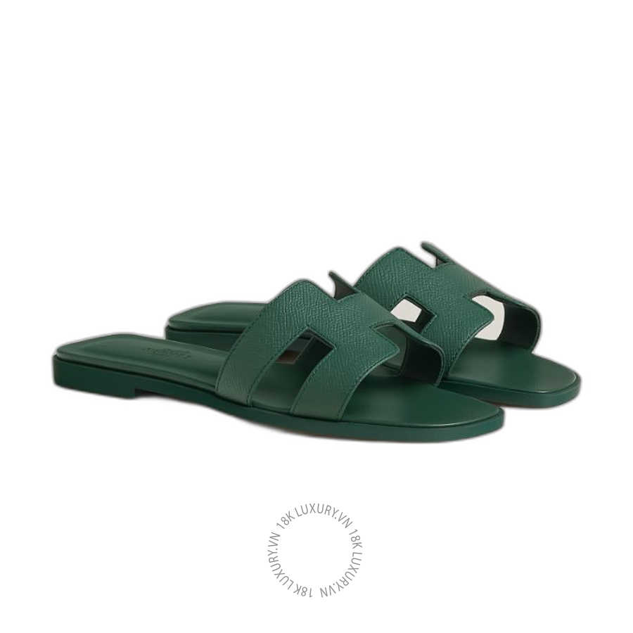 Dép Quai Ngang Hermes Oran sandal Vert H202272Z MHM381