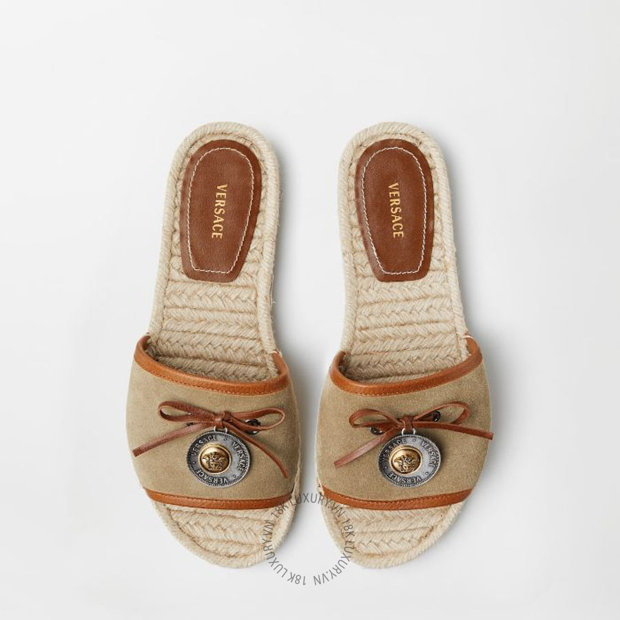Dép Quai Ngang Versace Lola Suede Flat Sandals 1025291-1A17988_2NP3X VSC324
