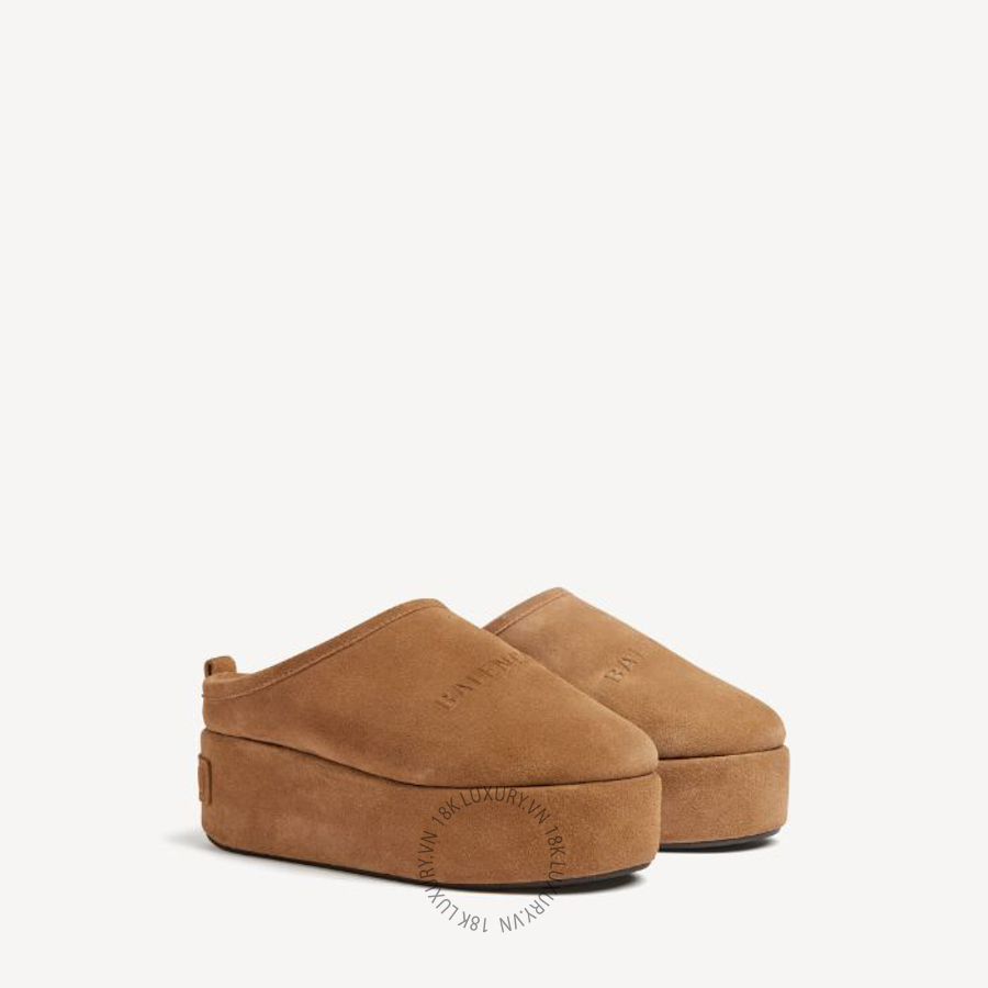 Dép Sục Balenciaga Women's Alaska Soft Platform Mule in Brown/white 825258WBFC12200 BCA741