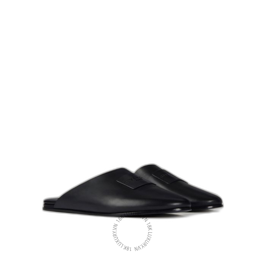 Dép Sục Givenchy Label flat mules in nappa leather BE202RE00H-001 GGD07