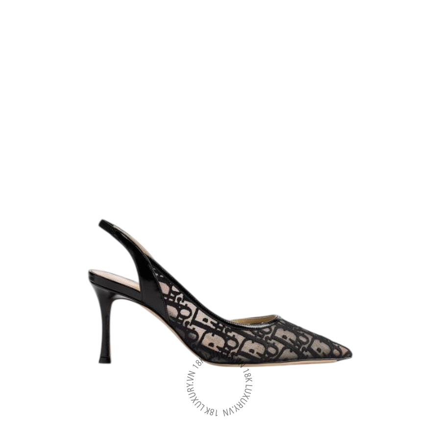 Giày Adiorable Slingback Pump Black Dior Oblique Embroidered Mesh KCV565OEN_S900 TQQP004