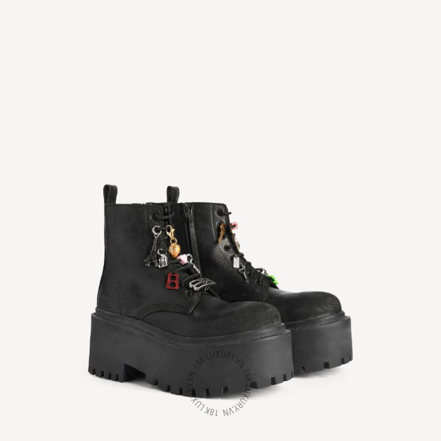 Giày Boots Balenciaga Women's Strike Platform With Charms in Black/multicolor 859611WCDA31080 BCA748